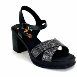 Vacances|Sandales<Porronet Sandales Plateforme à Talon Fi 2973 Cuir Strass Noir