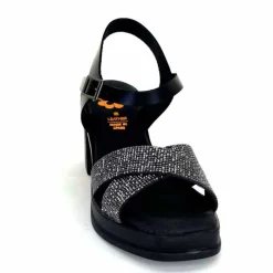 Vacances|Sandales<Porronet Sandales Plateforme à Talon Fi 2973 Cuir Strass Noir