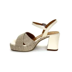 Vacances|Plateformes<Ivoire0551 Sandales Plateforme à Talon Ivoire 2150 Cuir Raffia Beige