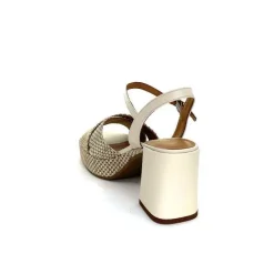Vacances|Plateformes<Ivoire0551 Sandales Plateforme à Talon Ivoire 2150 Cuir Raffia Beige