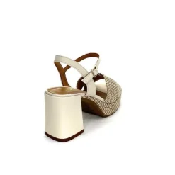 Vacances|Plateformes<Ivoire0551 Sandales Plateforme à Talon Ivoire 2150 Cuir Raffia Beige