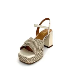 Vacances|Plateformes<Ivoire0551 Sandales Plateforme à Talon Ivoire 2150 Cuir Raffia Beige