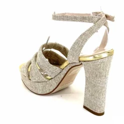 Vacances|Talon<Ivoire0376 Sandales Plateforme à Talon Ivoire 55908 Textile Or Beige