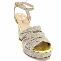 Vacances|Talon<Ivoire0376 Sandales Plateforme à Talon Ivoire 55908 Textile Or Beige