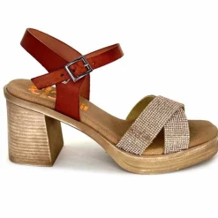 Vacances|Sandales<Porronet Sandales Plateforme à Talon Fi 2973 Cuir Strass Rose Rouille