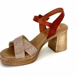 Vacances|Sandales<Porronet Sandales Plateforme à Talon Fi 2973 Cuir Strass Rose Rouille