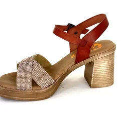 Vacances|Sandales<Porronet Sandales Plateforme à Talon Fi 2973 Cuir Strass Rose Rouille