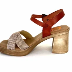 Vacances|Sandales<Porronet Sandales Plateforme à Talon Fi 2973 Cuir Strass Rose Rouille