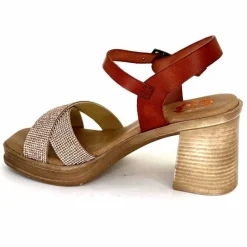 Vacances|Sandales<Porronet Sandales Plateforme à Talon Fi 2973 Cuir Strass Rose Rouille