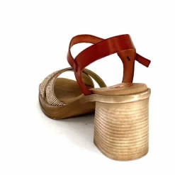 Vacances|Sandales<Porronet Sandales Plateforme à Talon Fi 2973 Cuir Strass Rose Rouille