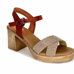 Vacances|Sandales<Porronet Sandales Plateforme à Talon Fi 2973 Cuir Strass Rose Rouille