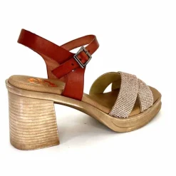 Vacances|Sandales<Porronet Sandales Plateforme à Talon Fi 2973 Cuir Strass Rose Rouille