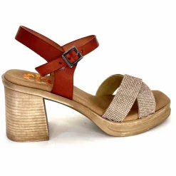 Vacances|Sandales<Porronet Sandales Plateforme à Talon Fi 2973 Cuir Strass Rose Rouille