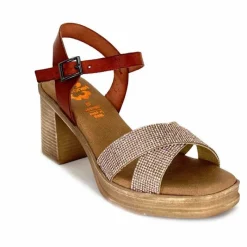 Vacances|Sandales<Porronet Sandales Plateforme à Talon Fi 2973 Cuir Strass Rose Rouille