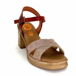 Vacances|Sandales<Porronet Sandales Plateforme à Talon Fi 2973 Cuir Strass Rose Rouille