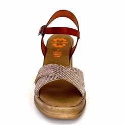 Vacances|Sandales<Porronet Sandales Plateforme à Talon Fi 2973 Cuir Strass Rose Rouille