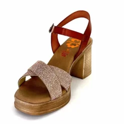 Vacances|Sandales<Porronet Sandales Plateforme à Talon Fi 2973 Cuir Strass Rose Rouille