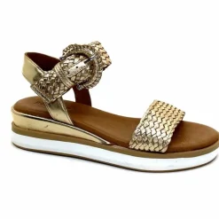 Vacances|Plateformes<Inuovo Sandales Platefme 113031 Cuir Tressé Or
