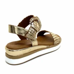 Vacances|Plateformes<Inuovo Sandales Platefme 113031 Cuir Tressé Or