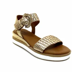 Vacances|Plateformes<Inuovo Sandales Platefme 113031 Cuir Tressé Or