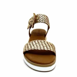 Vacances|Plateformes<Inuovo Sandales Platefme 113031 Cuir Tressé Or
