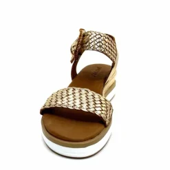 Vacances|Plateformes<Inuovo Sandales Platefme 113031 Cuir Tressé Or