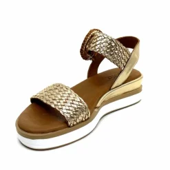 Vacances|Plateformes<Inuovo Sandales Platefme 113031 Cuir Tressé Or