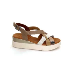 Vacances|Sandales<oh my sandals - innova footwear Sandales Plateforme Ivoire 5418 Cuir Vernis Blanc Or Beige
