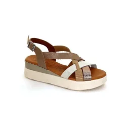 Vacances|Sandales<oh my sandals - innova footwear Sandales Plateforme Ivoire 5418 Cuir Vernis Blanc Or Beige