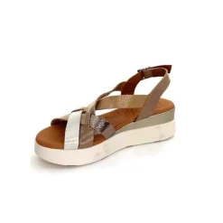 Vacances|Sandales<oh my sandals - innova footwear Sandales Plateforme Ivoire 5418 Cuir Vernis Blanc Or Beige
