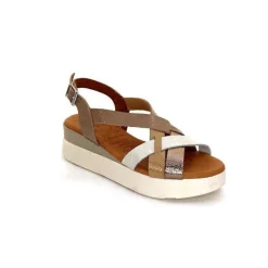 Vacances|Sandales<oh my sandals - innova footwear Sandales Plateforme Ivoire 5418 Cuir Vernis Blanc Or Beige