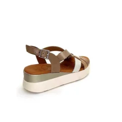Vacances|Sandales<oh my sandals - innova footwear Sandales Plateforme Ivoire 5418 Cuir Vernis Blanc Or Beige