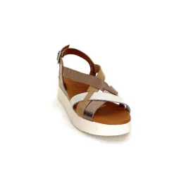 Vacances|Sandales<oh my sandals - innova footwear Sandales Plateforme Ivoire 5418 Cuir Vernis Blanc Or Beige