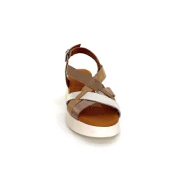Vacances|Sandales<oh my sandals - innova footwear Sandales Plateforme Ivoire 5418 Cuir Vernis Blanc Or Beige