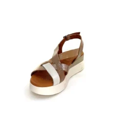 Vacances|Sandales<oh my sandals - innova footwear Sandales Plateforme Ivoire 5418 Cuir Vernis Blanc Or Beige