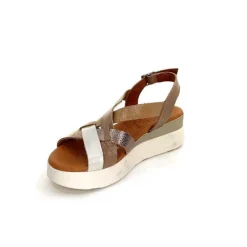 Vacances|Sandales<oh my sandals - innova footwear Sandales Plateforme Ivoire 5418 Cuir Vernis Blanc Or Beige