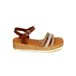 Vacances|Plateformes<oh my sandals - innova footwear Sandales Plateforme Ivoire 5434 Cuir Strass Beige Marron