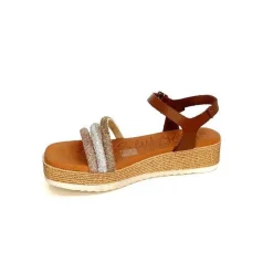 Vacances|Plateformes<oh my sandals - innova footwear Sandales Plateforme Ivoire 5434 Cuir Strass Beige Marron