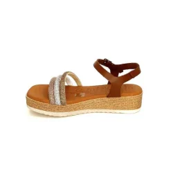 Vacances|Plateformes<oh my sandals - innova footwear Sandales Plateforme Ivoire 5434 Cuir Strass Beige Marron