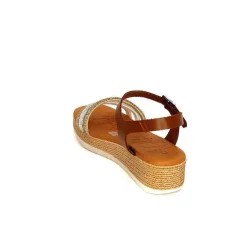 Vacances|Plateformes<oh my sandals - innova footwear Sandales Plateforme Ivoire 5434 Cuir Strass Beige Marron