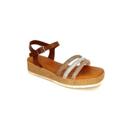 Vacances|Plateformes<oh my sandals - innova footwear Sandales Plateforme Ivoire 5434 Cuir Strass Beige Marron