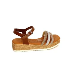 Vacances|Plateformes<oh my sandals - innova footwear Sandales Plateforme Ivoire 5434 Cuir Strass Beige Marron