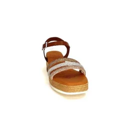 Vacances|Plateformes<oh my sandals - innova footwear Sandales Plateforme Ivoire 5434 Cuir Strass Beige Marron