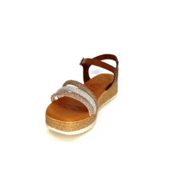 Vacances|Plateformes<oh my sandals - innova footwear Sandales Plateforme Ivoire 5434 Cuir Strass Beige Marron