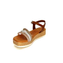 Vacances|Plateformes<oh my sandals - innova footwear Sandales Plateforme Ivoire 5434 Cuir Strass Beige Marron