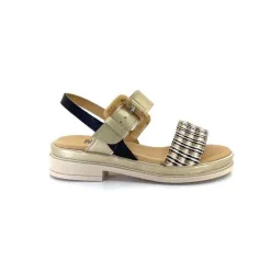 Compensées & Plateformes|Plateformes<MKD Sandales Plateforme Irmin Cuir Doré Beige Noir