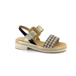 Compensées & Plateformes|Plateformes<MKD Sandales Plateforme Irmin Cuir Doré Beige Noir