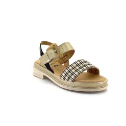 Compensées & Plateformes|Plateformes<MKD Sandales Plateforme Irmin Cuir Doré Beige Noir