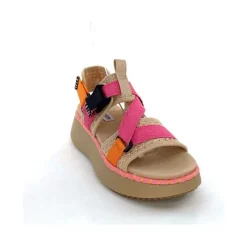 Vacances|Plateformes<Steve Madden Sandales Plateforme Decorum Textile Orange Beige Rose