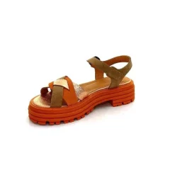 Vacances|Plateformes<Minka Sandales Plateformes Grafitti Daim Marron Orange